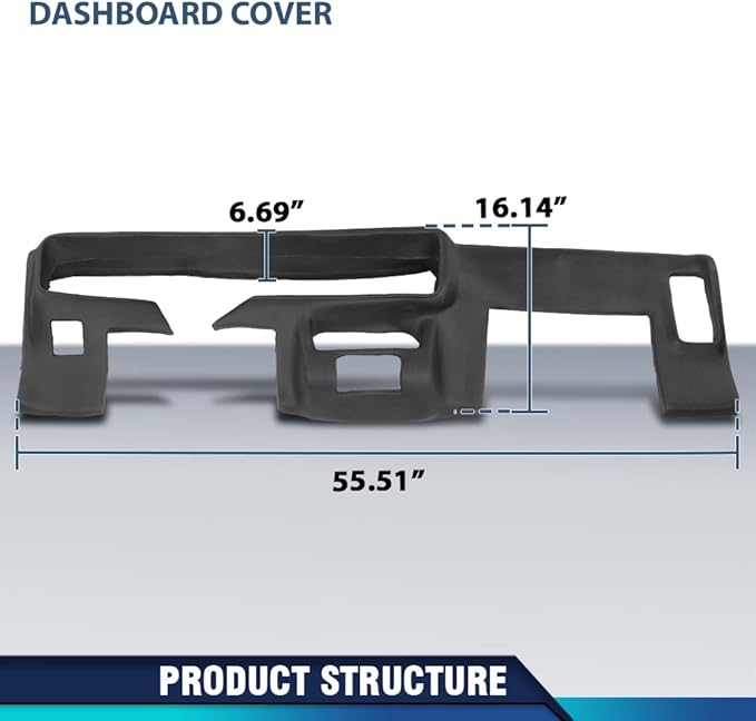 PIT66 Dash Cover Dashboard Panel Compatible with Pontiac Firebird Trans Am 1970 1971 1972 1973 1974 1975 1976 1977 1978 1979 1980 1981 Black