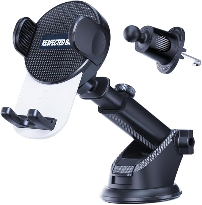 Universal-Car-Phone-Holder-Mount - Cell Phone Holder for Car, Dashboard and Windshield Mount, Air Vent car, Secure Phone Holders for Your Car, Compatible with All Smartphones