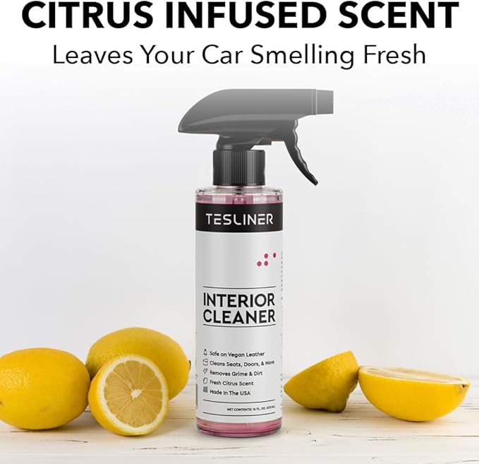 Tesla Seat Cleaner & Stain Remover - Interior Cleaner for Black & White Vegan Leather, Interior Cleaning Products for Seats, Dash, Console | Tesla Accessories for Model Y, Model 3, S, X, Cybertruck