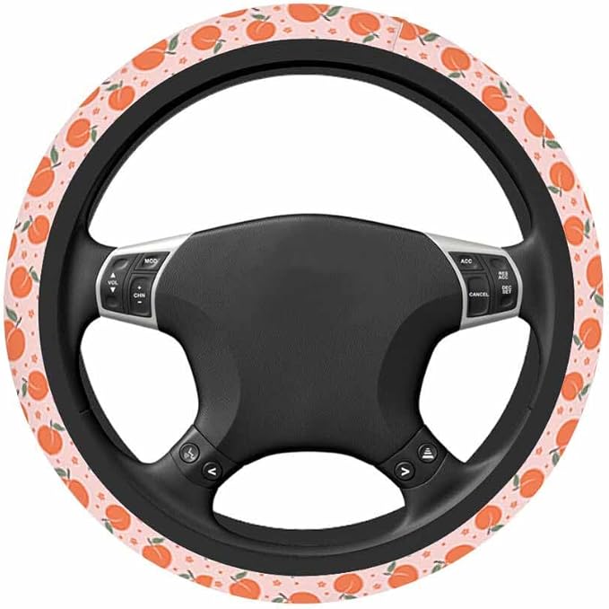 Peach Steering Wheel Cover Abstract Orange Steering Wheel Cover for Women Men Anti-Slip Breathable Steering Wheel Protector Car Accessories