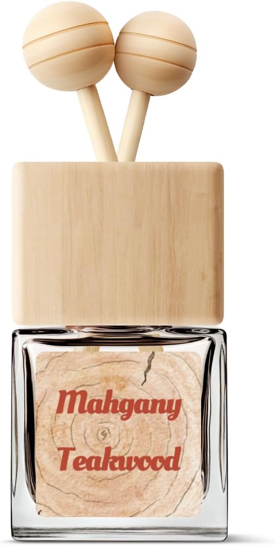 Air Freshener | Mahogany Teakwood Scented for Women & Men | Long Lasting Fragrance | Air Diffuser With Vent Clip (Clear)