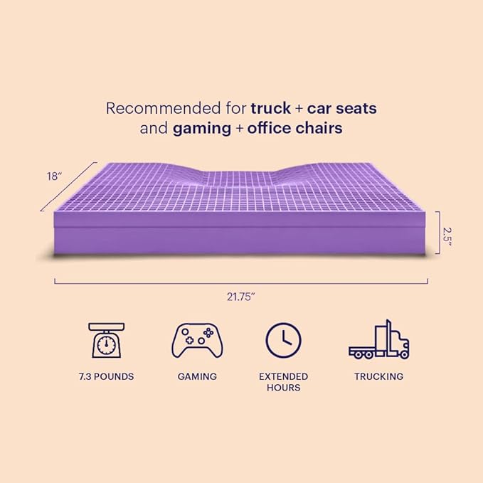 Purple Ultimate Seat Cushion | Pressure Reducing Grid Designed for Ultimate Comfort | Designed for Gaming | Made in The USA