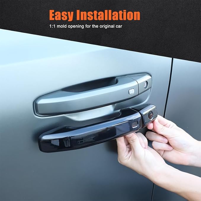 for Hummer EV Accessories Exterior Door Handle Covers Compatible with Hummer EV SUV Pickup 2022-2024 2025 ABS Car Door Handle Protectors Cap, Front Rear Outer fror 4 Door Version, 8PCS (Piano Black)