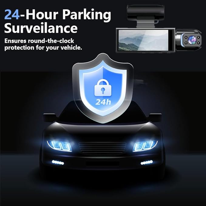 128GB Dash Cam Front and Rear for Cars with Night Vision, 1080P Dual Lens Dash Camera Inside and Outside, 24H Parking Monitor, Motion Detection, Loop Recording, Car Camera with Audio