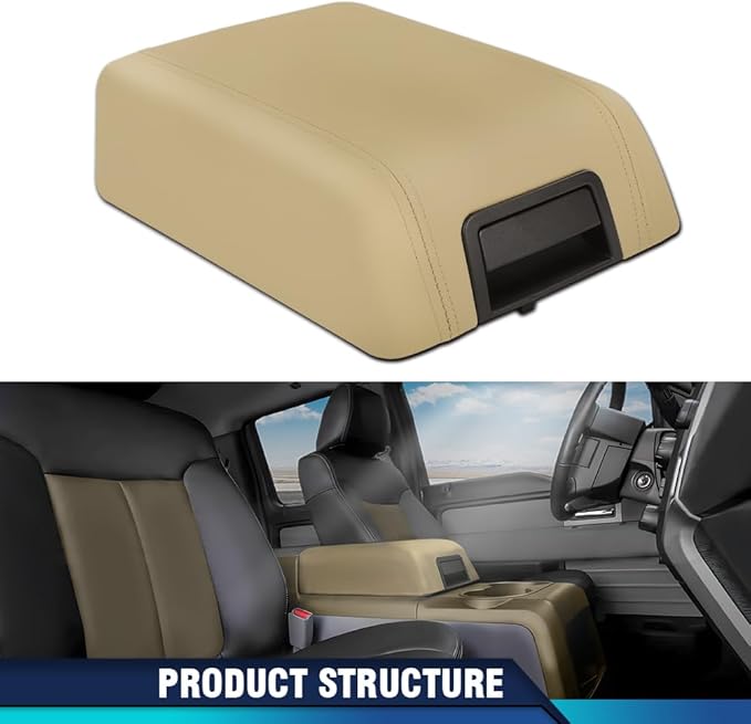 PIT66 Armrest Lid Cover Center Console Lid, Compatible with 2004-2008 Ford F150 5L3Z1506024AAD Console Armrest Top Lid Beige