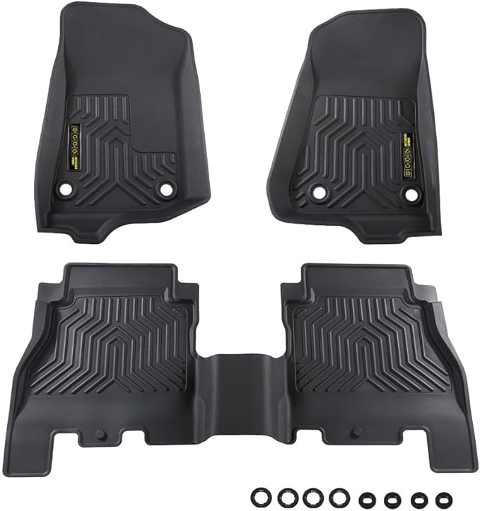 DOTCOM TPE Floor Mats Fit Jeep Wrangler JL Unlimited 4 Door 2018-2025 (Not Fit JK or 4XE), All Weather Full Cover Protection 1st & 2nd Row Truck Mats Cargo Liner Accessories,alfombras para carro 3PCS