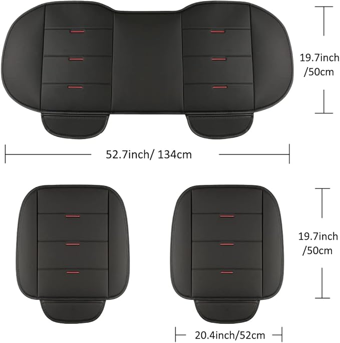West Llama Bottom Seat Covers, Include 1 Pair Front Seat Protector and 1 Rear Seat Cover, Universal PU Leather Seat Covers for 90% Cars (Black)