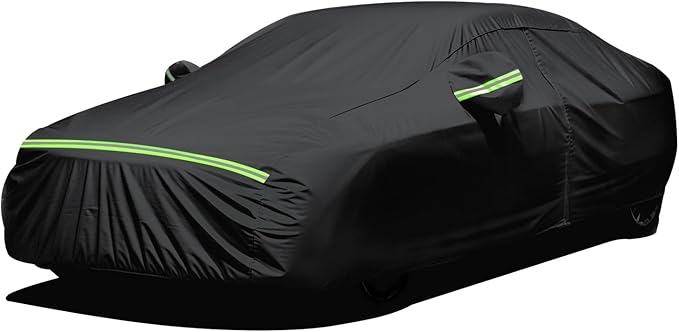 Favoto 6 Layers Car Cover Waterproof All Weather for Automobiles Heavy Duty Outdoor Sun Snow Protection Car Tarp with Windproof Straps Universal Fit for Sedan Length up to 185"