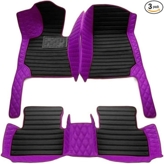 YaruicarCustom Car Floor Mats for 99.99% Sedan SUV Sports Car Men Women Protection Full Coverage Pads Anti-Slip Leather Floor Lining All Weather Car Floor Mats (Black Purple 2)