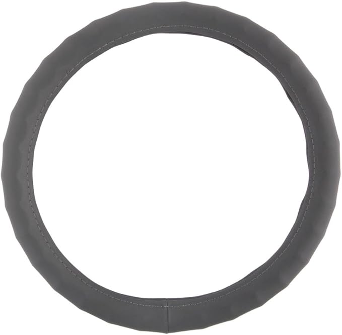 Motor Trend Ergonomic Grip Steering Wheel Cover/Protector for Small Size Steering Wheels in Cars, SUVs, Boats (13.5-14.5") (Genuine Leather (Gray))