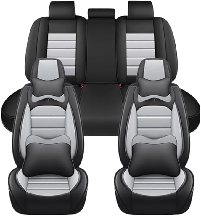 for Toyota Highlander 2006-2026 Seat Covers,Waterproof,Abrasion-Resistant PU Leather Full Set Seat Cover(Luxury Black&Gray)