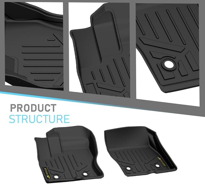 TPE Floor Mats Fit Ford Transit Connect 2014-2021, 1st Row Truck Accessories Cargo Liners All Weather Protection 2PCS
