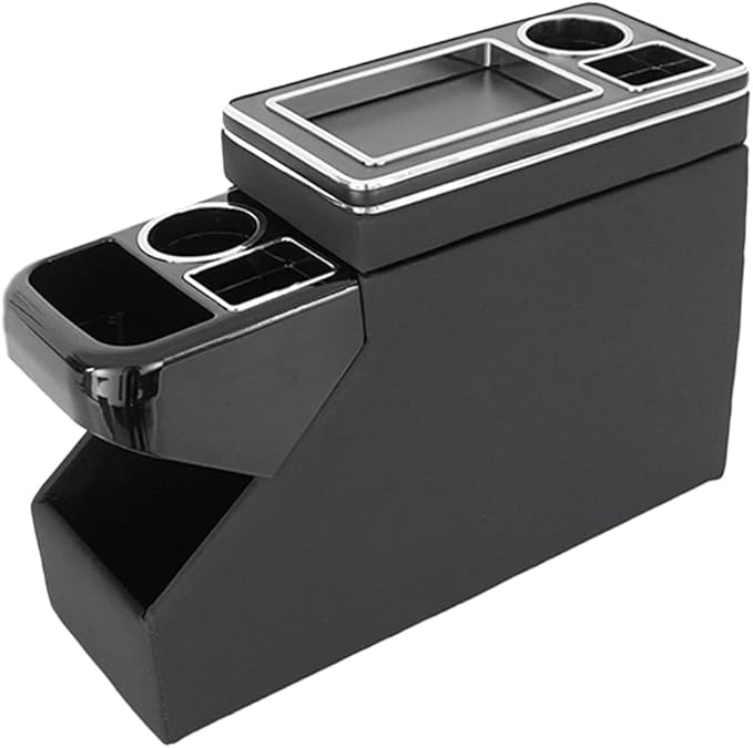 Universal Center Console Between Seat for Minivans, SUVs, Middle Van Console Floor Console Organizer Storage Box (with Sliding Lid Design)