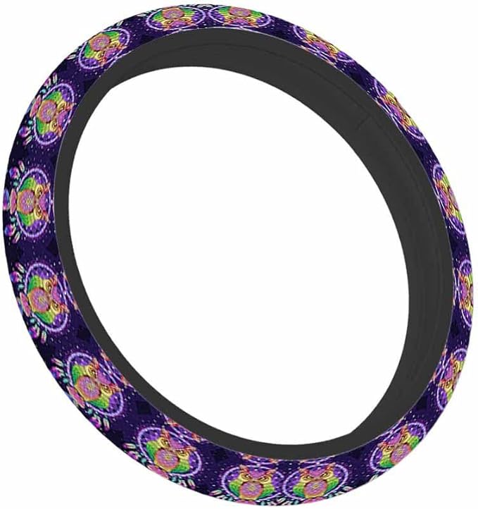 Owl Dream Catcher Steering Wheel Cover Purple Steering Wheel Cover for Women Men Anti-Slip Breathable Steering Wheel Protector Car Accessories
