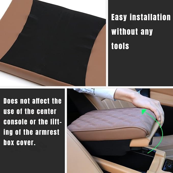 soputry Leather Car Armrest Box Pad, 2023 New Car Center Console Cover Pad Leather Auto Armrest Cover, Universal Arm Rest Cushion Pads for SUV/Truck/Vehicle (Grey, Wave Pattern)