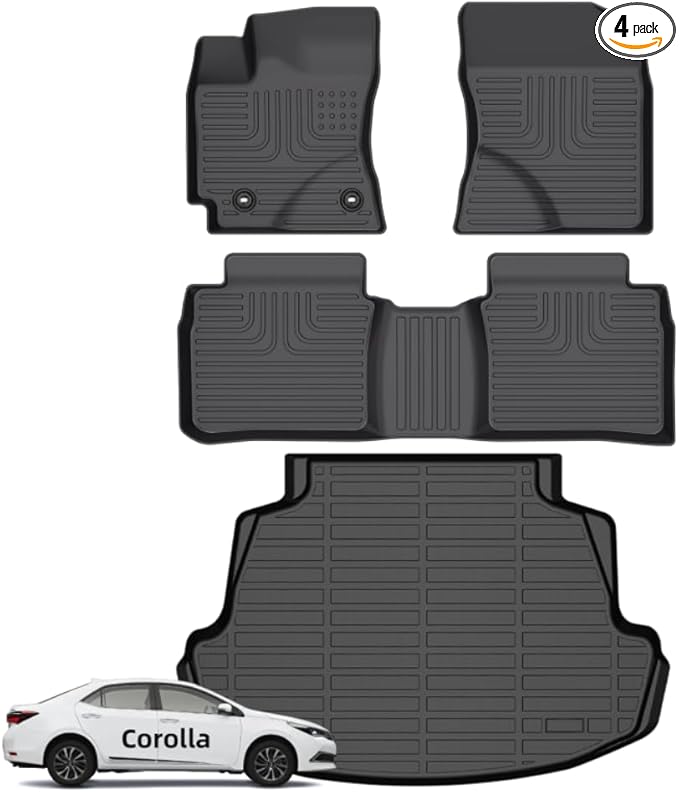 Wayhigh® Floor Mats & Cargo Liner for Corolla Sedan 2014-2019(Only Sedan), All Weather Heavy Duty Car Floor Liners TPE Car Mats Corolla Accessories