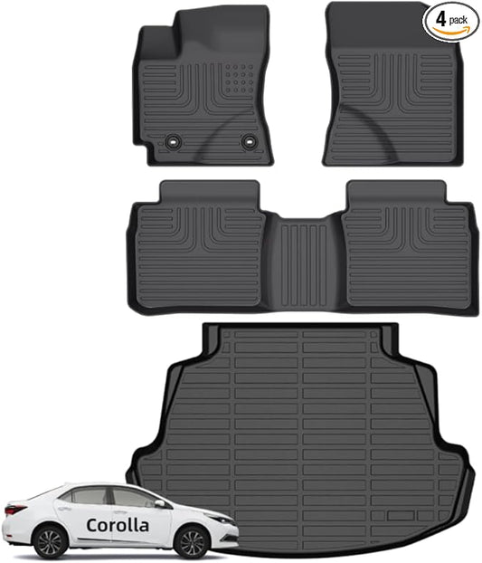 Wayhigh® Floor Mats & Cargo Liner for Corolla Sedan 2014-2019(Only Sedan), All Weather Heavy Duty Car Floor Liners TPE Car Mats Corolla Accessories