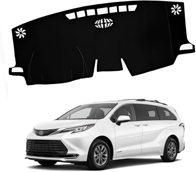 XITER Polyester Dashboard Cover Mat Carpet Dash Nonslip Sun Shade Mat Compatible For Toyota Sienna 2021 2022 2023 2024 2025(Without HUD)