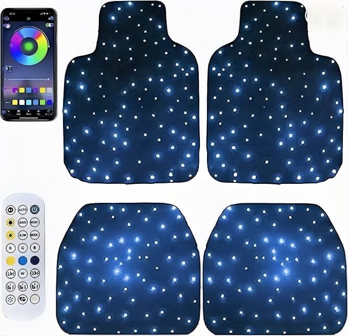 Starlinkmats Mats, Starlinkmats LED Car Floor Mats, Starlight Floor Mats for Cars, Black Automotive Carpet, App Control Car Mats，Waterproof and Washable, Creates a Romantic Atmosphere for Dates