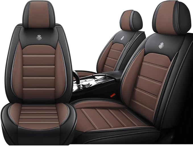 for Toyota Highlander 2006-2026 Seat Covers,Waterproof,Abrasion-Resistant PU Leather 2PCS Front Seat Cover(Black&Coffee)