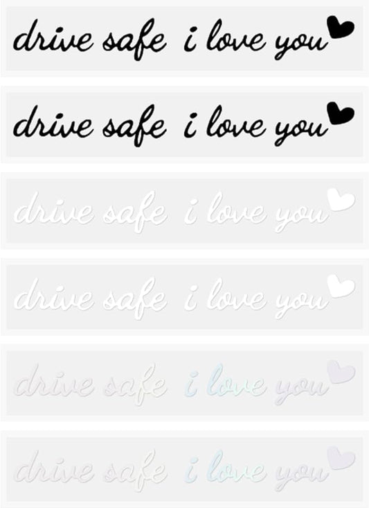 6 Pcs Car Mirror Decals Drive Safe I Love You, 4.7” Waterproof High-Adhesion Car Rearview Stickers in 3 Colors, Motivational Decor for Women, Daily Commute Inspirational Road Trip Personalizing