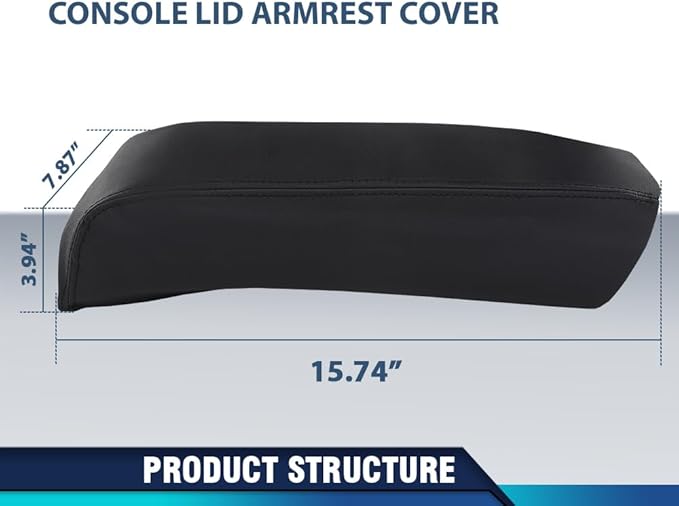 PIT66 Console Lid Armrest Cover Stitch Black Compatible with Ford Explorer 2011 2012 2013 2014 2015 2016 2017 2018