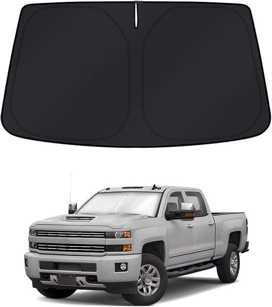 KUST Windshield Sun Shade for 2015–2019 Chevy Silverado 2500 3500 Window Accessories Shade Sun Cover Foldable Block UV Rays Keep Car Cooler