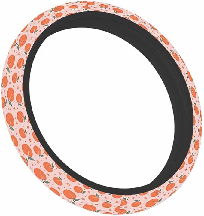 Peach Steering Wheel Cover Abstract Orange Steering Wheel Cover for Women Men Anti-Slip Breathable Steering Wheel Protector Car Accessories