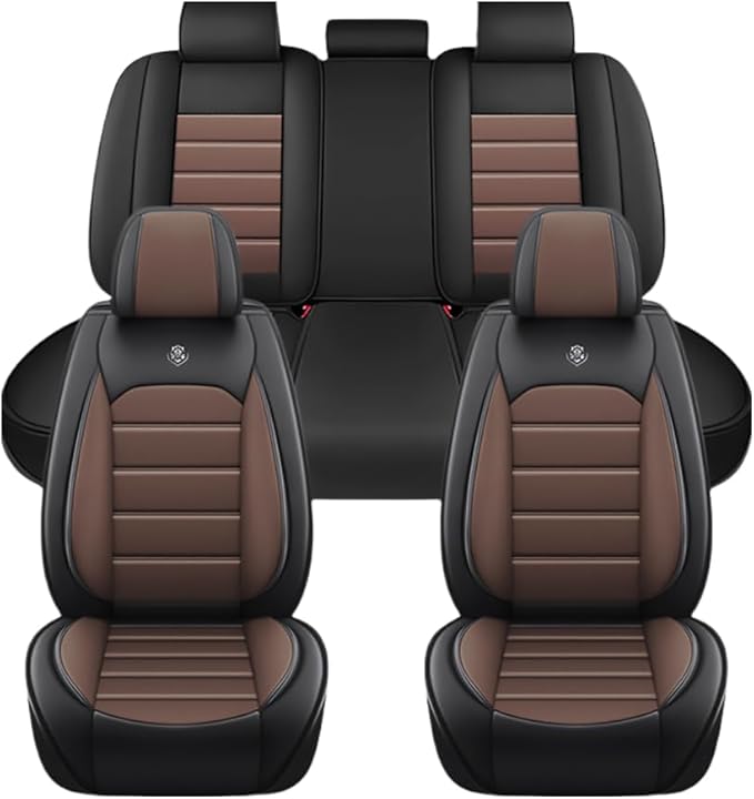 for Toyota Highlander 2006-2026 Seat Covers,Waterproof,Abrasion-Resistant PU Leather Full Set Seat Cover(Black&Coffee)