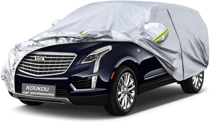 Koukou 6 Layers Car Cover Custom Fit Cadillac XT5 from 2016 to 2025, Waterproof All Weather for Automobiles, Sun Rain Dust Snow Protection.