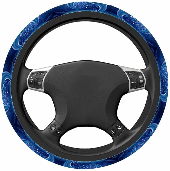 Dolphins Elastic Steering Wheel Cover Two Dolphins in The Blue Sea Steering Wheel Cover Anti Slip Protective Case Universal Stretch Steering Protector