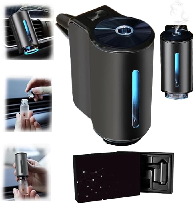 Smart Car Air Freshener with Three Adjustable,2025 New Smart Car AirS Freshener Diffuser Long Lasting, Air Freshener Vent Clips for Car Office Home Bedroom (Diffuser+1Pc Cologne)