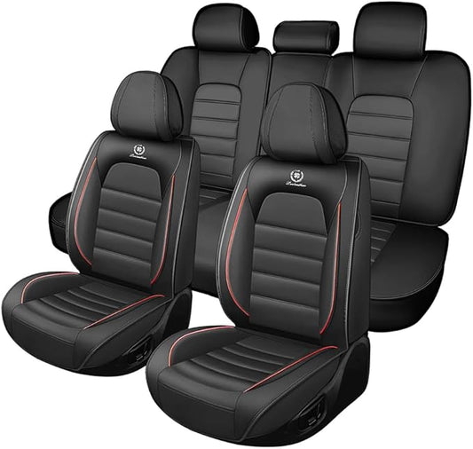 5 Seat Covers Fit for Acura Integra 2023-2026, Waterproof Premium Leather Automotive Accessories Seat Protectors Seat Cushions Wear-Resistant Car Seat Covers(Black&Red,Full Set)