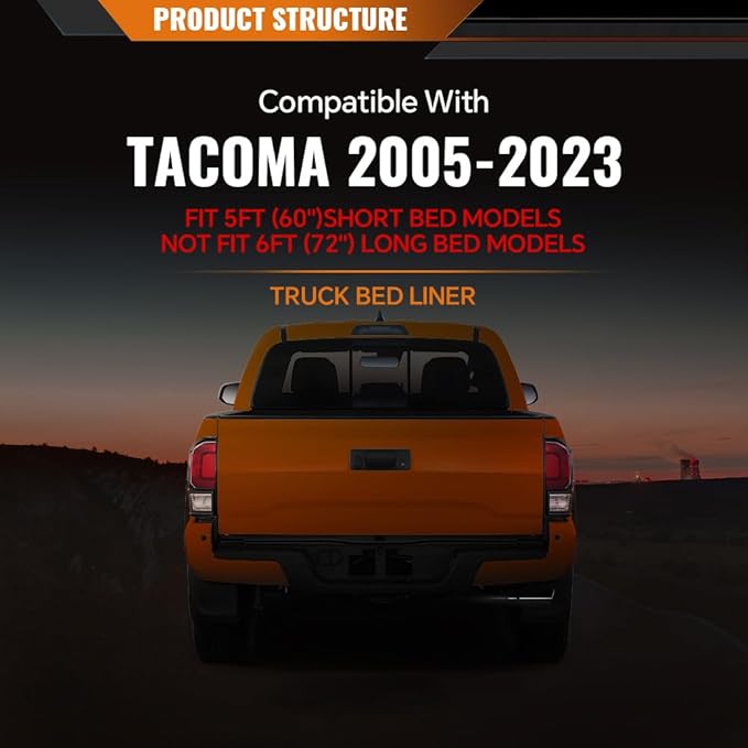 ANDPLAY TPE Floor Mats Liners 1PC Compatible with Toyota Tacoma 2005-2023 All Weather Protection Black Floor Liners alfombras para carro