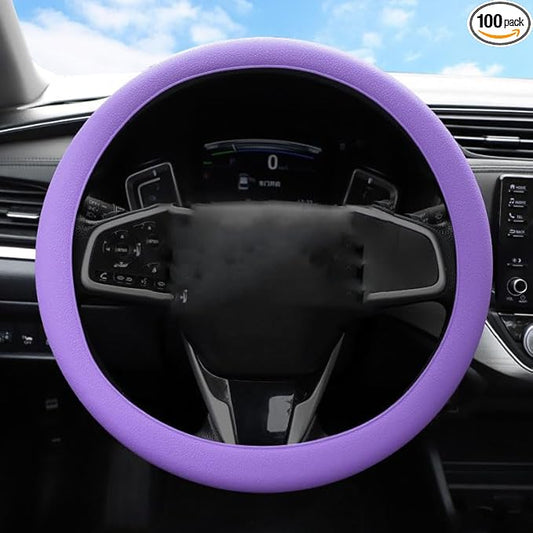 Universal Four Season Thin Silicone Steering Wheel Cover - Anti Slip Wear Resistant Comfortable for Car Purple