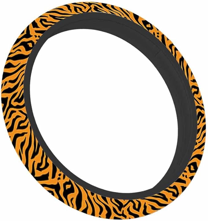 Tiger Stripes Elastic Steering Wheel Cover Yellow and Black Steering Wheel Cover Anti Slip Protective Case Universal Stretch Steering Protector