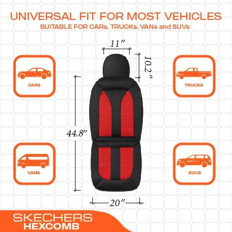 Skechers Memory Foam™ Car Seat Covers, Hexcomb Breathable Thick Seat Covers Two Front Seat Covers, Airbag Compatible, Automotive Comfort & Protection for Most Cars,Van,Trucks, SUVs (Red)
