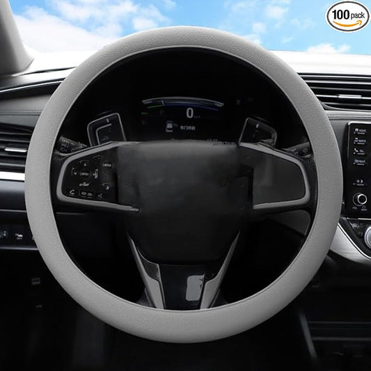 Universal Four Season Thin Silicone Steering Wheel Cover - Anti Slip Wear Resistant Comfortable for Car Grey