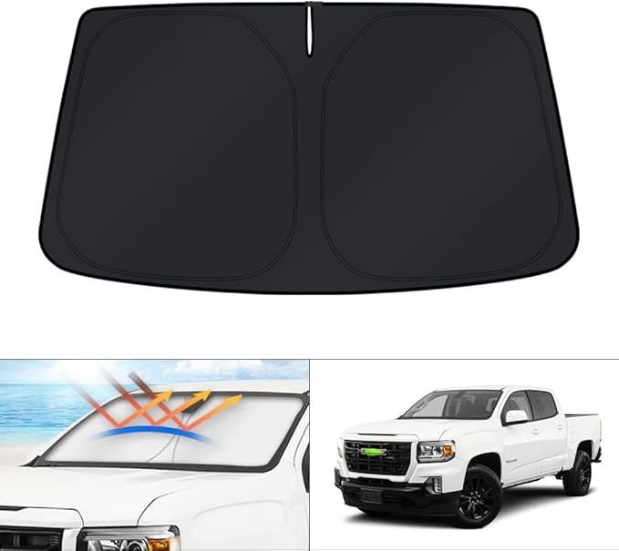 KUST Windshield Sun Shade for GMC Canyon/Chevy Colorado 2015-2020 2021 2022 Window Accessories Sunshade Sun Visor Protector Foldable Block UV Rays