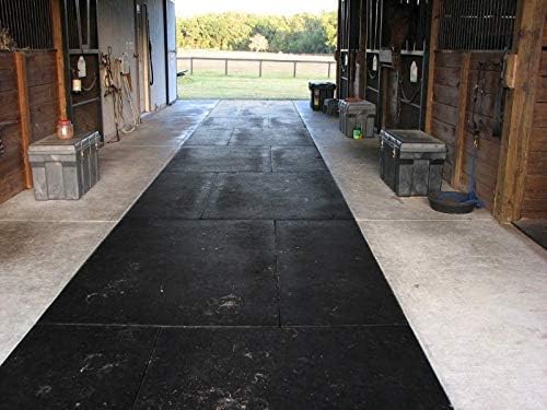American Floor Mats Heavy Duty Stall Tiles - Stable/Horse Tiles - Thick, Durable Rubber Flooring Solid Black 6' x 8' Set 1/2" Thick (12 Tiles Total)