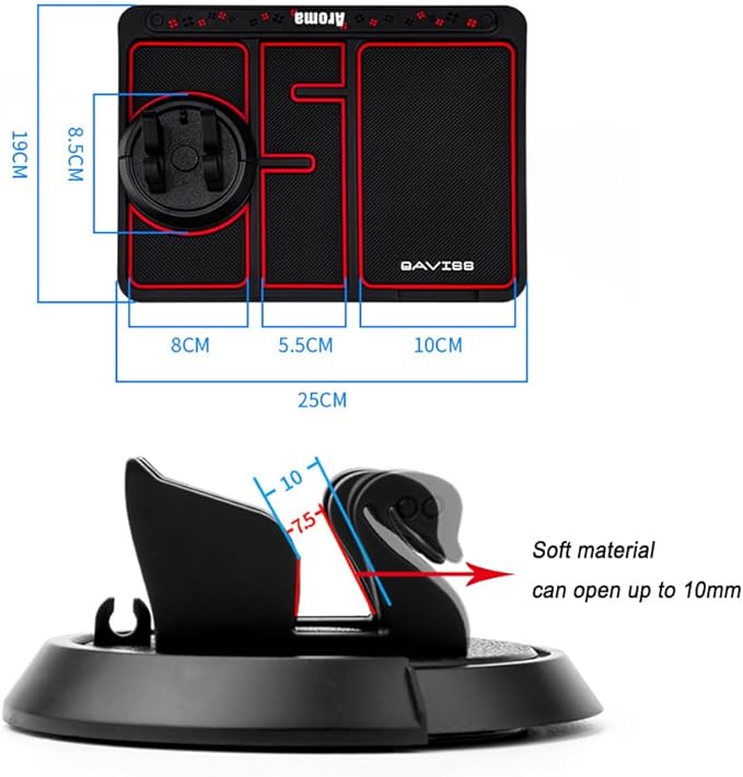 Tumecos Car Non-Slip Mat for Car Dashboard,Dashboard Mat for Car Dashboard Accessories,Dash Cell Phone Mount,Non Slip Pad Can Hold Cell Phone, Keys, Sunglasses