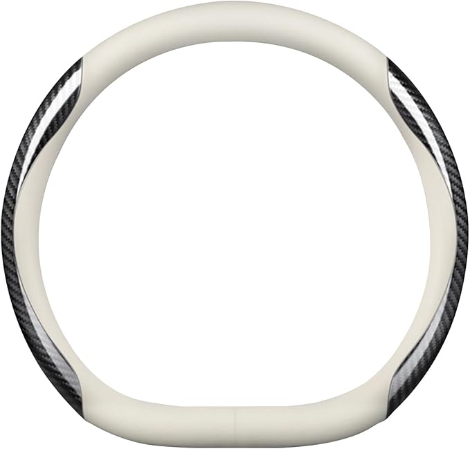 Ergocar Steering Wheel Covers, D-Type Carbon Fiber Leather Steering Wheel Cover Anti-Slip Mesh Lining Suitable for 38cm/15inch Steering Wheel
