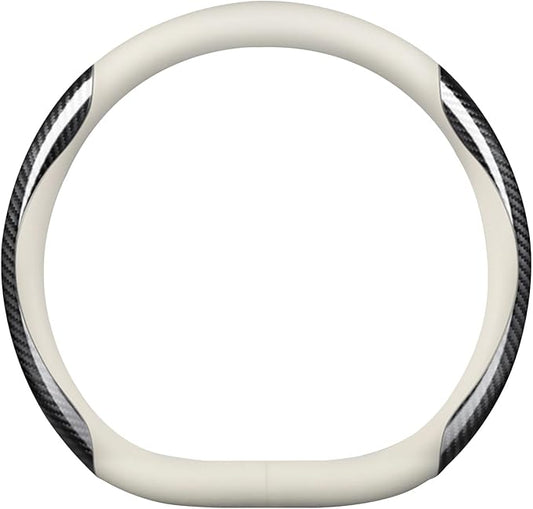 Ergocar Steering Wheel Covers, D-Type Carbon Fiber Leather Steering Wheel Cover Anti-Slip Mesh Lining Suitable for 38cm/15inch Steering Wheel