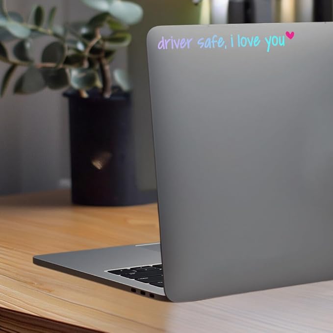 Rearview -Mirror -Decal Water Bottle -Stickers Affirmation Reminder Sticker Laptop Bumper Tumbler Vinyl Sticker Car Mirror Decal Funny Car Decor -Gift (Holographic, Driver Safe, i Love You)