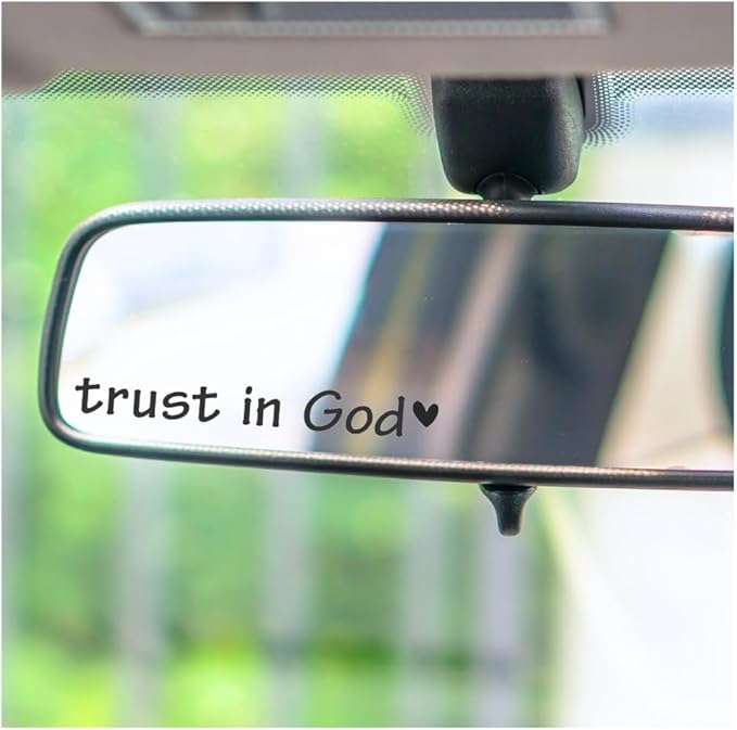Rearview -Mirror -Decal Water Bottle -Stickers Affirmation Reminder Sticker Laptop Bumper Tumbler Vinyl Sticker Car Mirror Decal Funny Car Decor -Gift (Black, Trust in God)