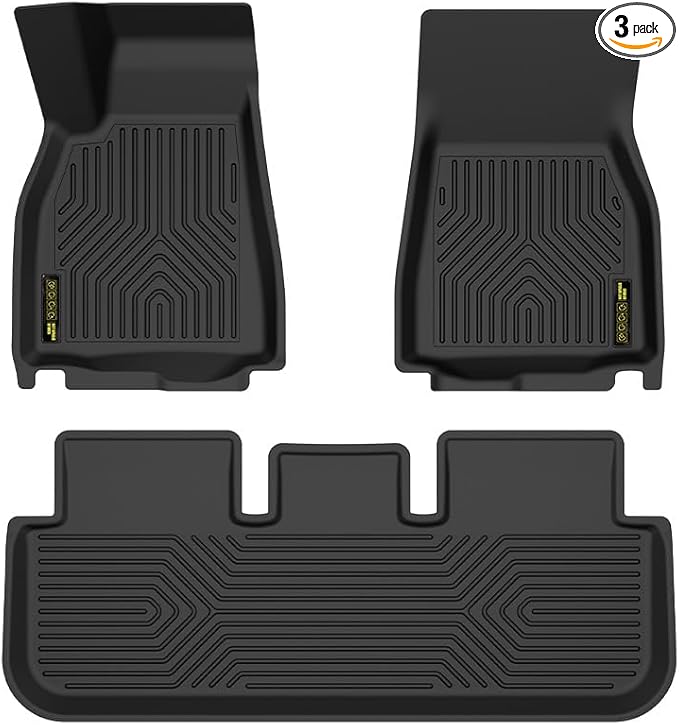 PIT66 TPE Floor Mats Fit Tesla Model S 2021-2024 with 1st Row Bucket and 2nd Row Truck Accessories Cargo Liners All Weather Protection Alfombrillas Y Revestimiento para Maletero Black