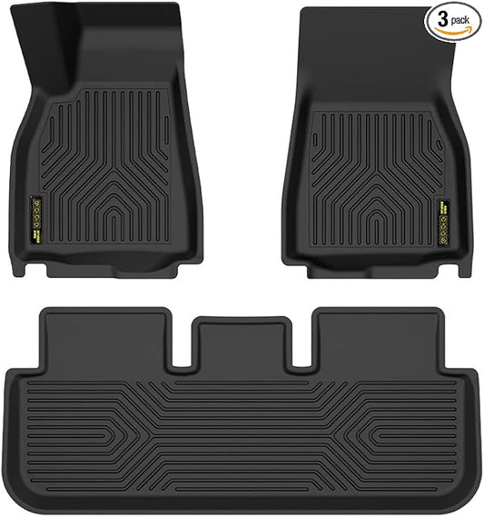 PIT66 TPE Floor Mats Fit Tesla Model S 2021-2024 with 1st Row Bucket and 2nd Row Truck Accessories Cargo Liners All Weather Protection Alfombrillas Y Revestimiento para Maletero Black