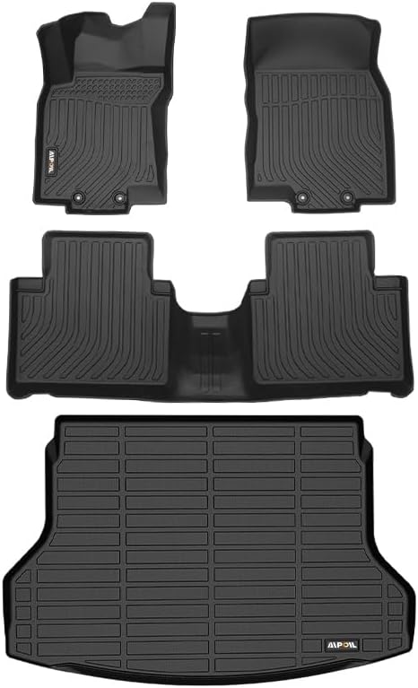 AIPOIL® Floor Mats & Cargo Liner Set for 2014-2020 Nissan Rogue (Not for Rogue Sport Models) All Weather Protection TPE Anti-Slip Automotive Full Set Custom Car Mats Accessories - Black
