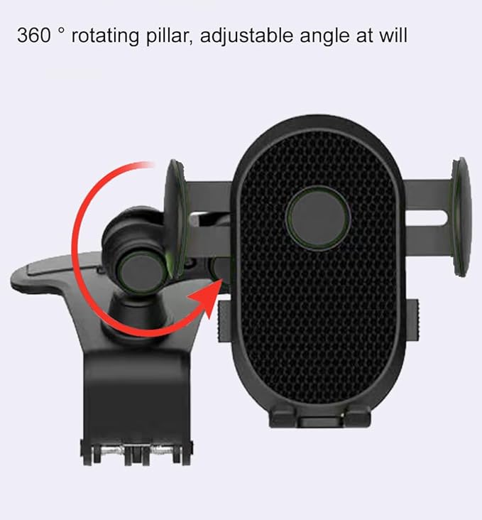 360°Rotatable Instrument Panel Clip Car Phone Holder, Multifunctional Adjustable Mount for All Mobile Phones (Collet-Black)