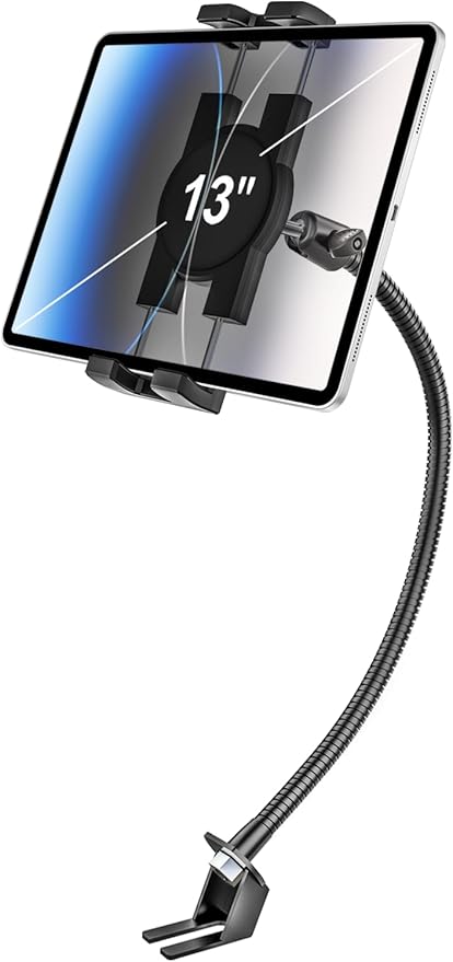 Car Seat Rail Tablet Holder for Truck, Gooseneck Heavy-Duty Front Passenger Seat Tablet Mount, 20inch Adjustable Metal Arm Compatible with 4-13" iPad Pro Air Mini, iPhone, Galaxy Tabs, Z Fold, Fire HD